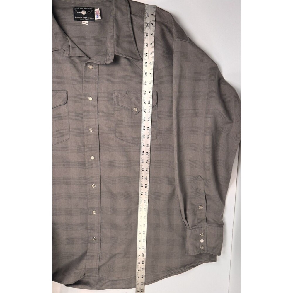 Flying R Ranchwear Shirt 20.5 36 Gray‎ Tonal Plaid Pearl Snap Western Workwear - Picture 10 of 13